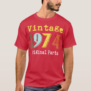 Camiseta Vintage 1974 Original Parts Birthday
