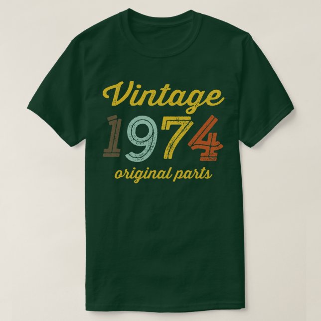 Camiseta Vintage 1974 Partes originais (Frente do Design)