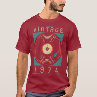 Camiseta Vintage 1974 Vinyl Retro Turntable Birthday DJ