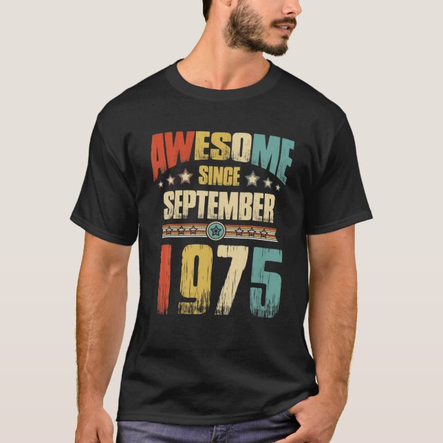 Camiseta Vintage 1975 46Th Birthday Awesome Since September (Frente)