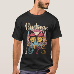 Camiseta Vintage 1975 Borboleta 1975 Aniversário Presente 4