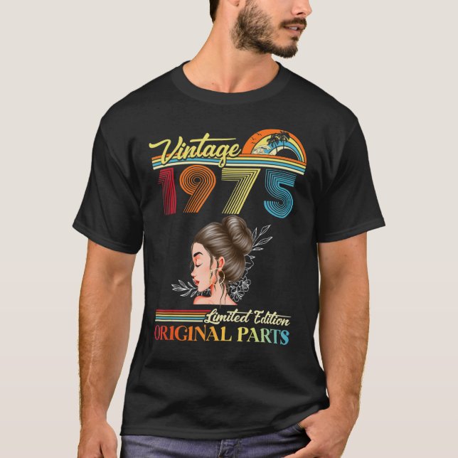 Camiseta Vintage 1975 Original Parts 47 Anos (Frente)