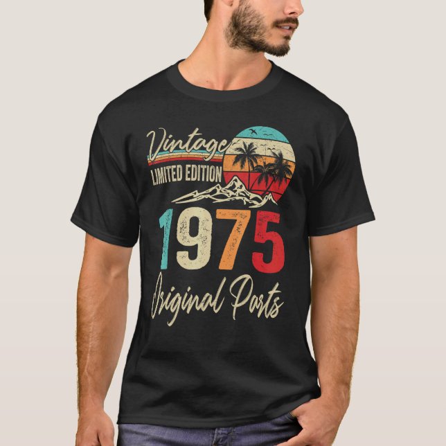 Camiseta Vintage 1975 Original Parts 47th Birthday (Frente)