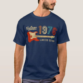 Camiseta Vintage 1976 50th Birthday Electric Guitar Bassist