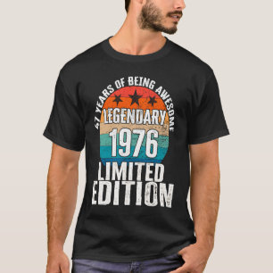 Camiseta Vintage 1976 Legendário 47 Anos Dia 1