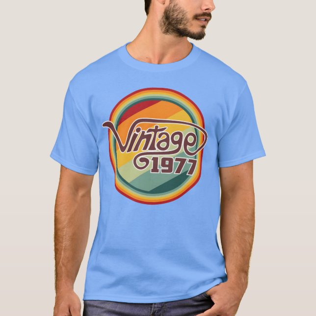 Camiseta Vintage 1977 curva engraçado (Frente)