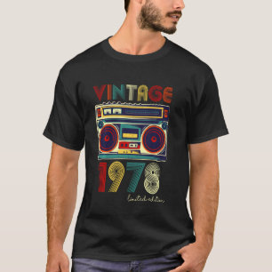 Camiseta Vintage 1978 Boom Box 44 de Música Aniversário 44 