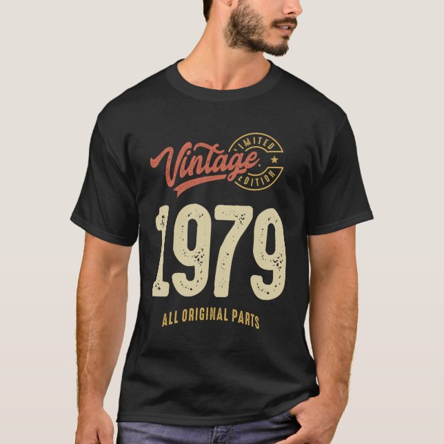 Camiseta Vintage 1979 - 44 Birthday Classic Nascer 1979 (Frente)