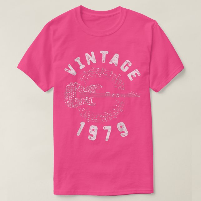 Camiseta Vintage 1979 Birthday Limited Edition Guitar Music (Frente do Design)