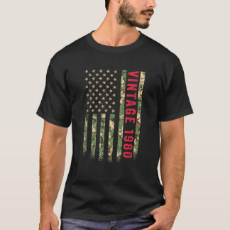 Camiseta Vintage 1980 American Flag Camo 42 Anos de Idade 4