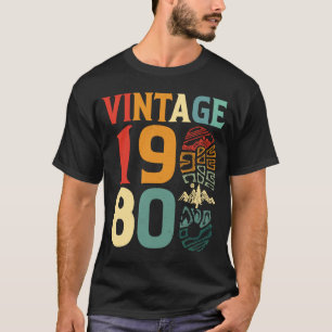 Camiseta Vintage, 1980, Campanha de Aniversário de 42 Anos,