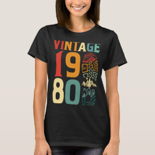 Camiseta Vintage, 1980, Campanha de Aniversário de 42 Anos,