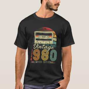 Camiseta Vintage 1980 Cassete Retro 1980 46º Aniversário 46