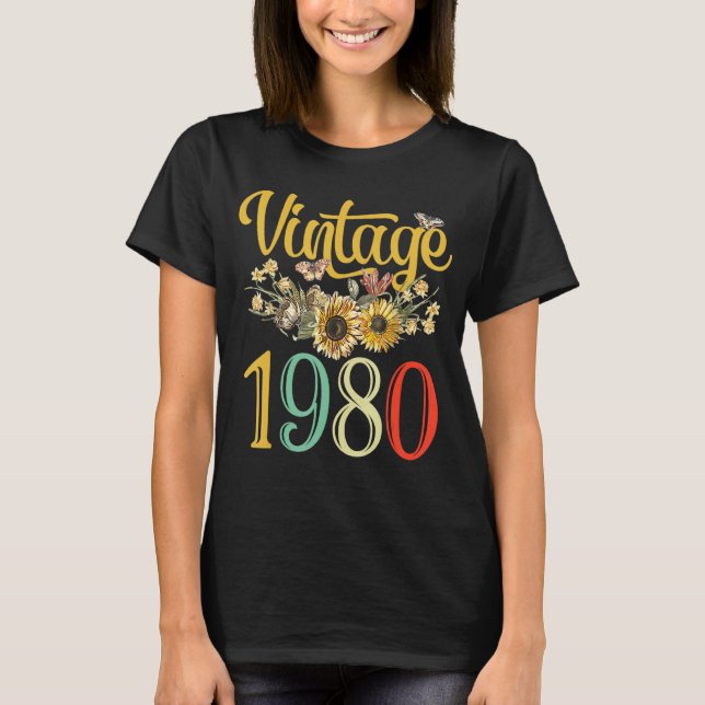 Camiseta Vintage 1980 Incrível flores engraçadas desde (Frente)