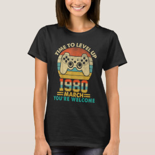 Camiseta Vintage 1980 março 42 anos jogador de vídeo 42th B