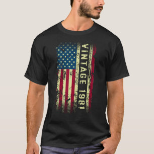 Camiseta Vintage 1981 American Flag 42 Year Old 42nd Birthd