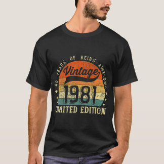 Camiseta Vintage 1981 Limited Edition aniversário de 40 ano