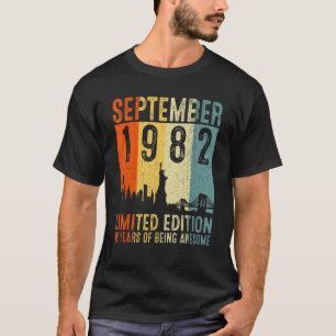 Camiseta Vintage 1982 40 Anos Antiga Setembro 1982 40º Nasc
