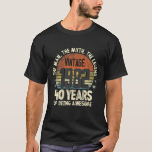 Camiseta Vintage 1982 aniversário de 40 anos 40 Anos De Id