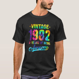Camiseta Vintage 1982 aniversário de 40 anos Tie Dye 40 Ano