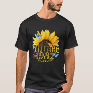 Camiseta Vintage 1982 Borboleta Floral de Girassol Funny 41