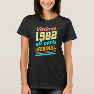 Camiseta Vintage 1982 todas as partes originais 40 anos 40