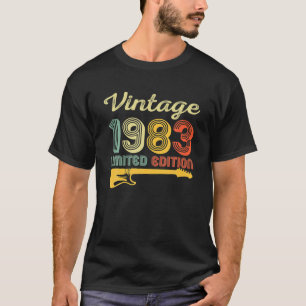 Camiseta Vintage 1983 Birthday Guitar 39º Aniversário 39