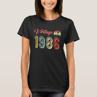 Camiseta Vintage 1986 Aniversário - Mulheres De 35 Anos