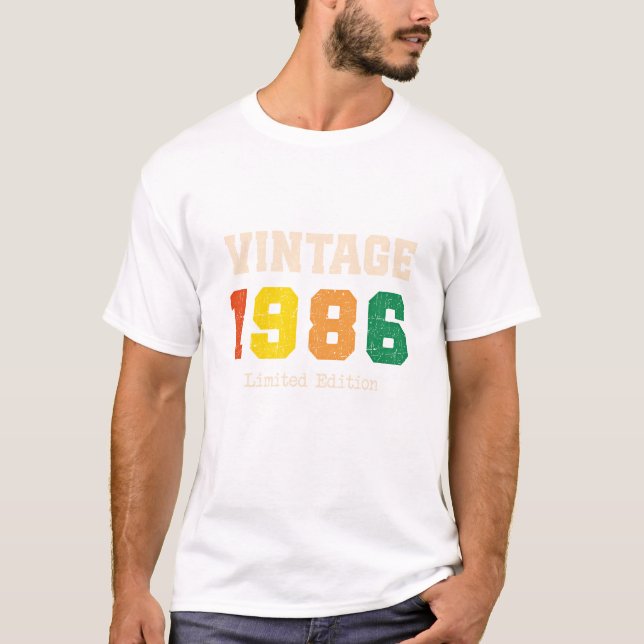 Camiseta Vintage 1986 Limited Edition Retro Birthday Design (Frente)