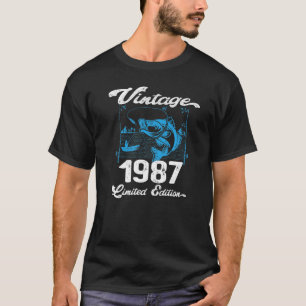 Camiseta Vintage 1987, 35 anos Pescadores de pesca Birthda