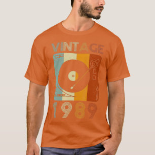 Camiseta Vintage 1989 Retro Record Player Birthday Vinyl