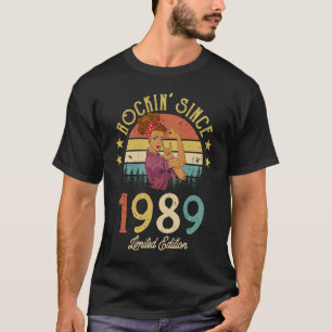 Camiseta Vintage 1989 Rockin Desde o 33º aniversário Mulher