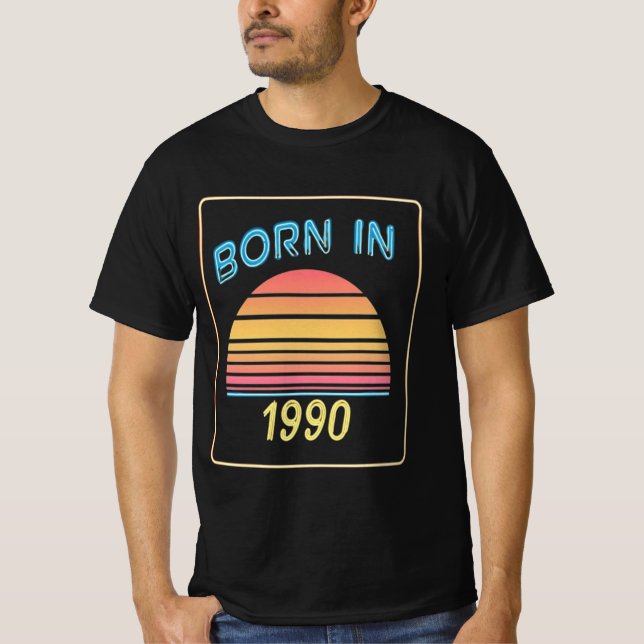 Camiseta Vintage 1990 T-Shirt de Aniversário Engraçado (Frente)
