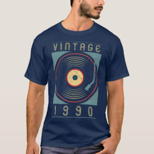 Camiseta Vintage 1990 Vinyl Retro Turntable Birthday DJ