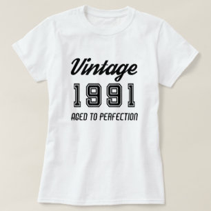 Camiseta Vintage 1991 Com Idade Até À Perfecção Aniversário
