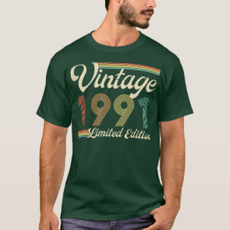 Camiseta Vintage 1991 Limited Edition, 32 anos