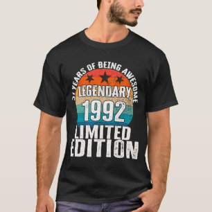 Camiseta Vintage 1992 Legendário 31 Anos Dia 1
