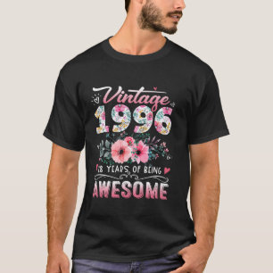 Camiseta Vintage 1996 Floral 28 Anos 28º Aniversário