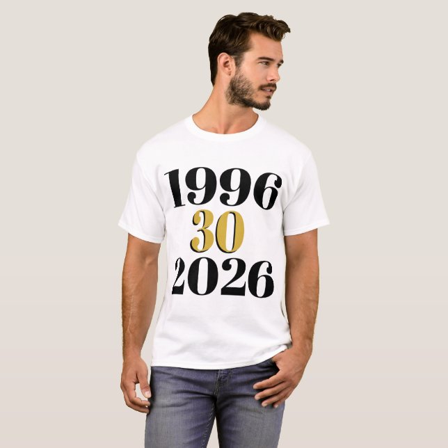 Camiseta Vintage 1996 Milestone 30th Birthday  (Frente Completa)