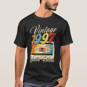 Camiseta Vintage, 1997, com 25 anos, Cassette Tape Retro 25