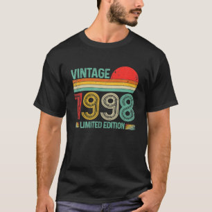 Camiseta Vintage 1998 24ª Decoração de Aniversário Homens M