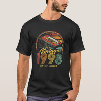Camiseta Vintage 1998 Retro Cassette 1998 24º Aniversário 2