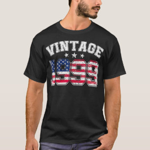Camiseta Vintage 1999 25 Anos Antiga Bandeira Americana Ani