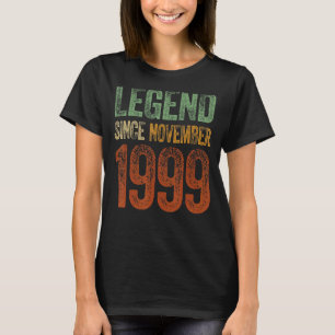 Camiseta Vintage 1999 Aniversário Legenda do Nascer Novembr