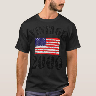 Camiseta Vintage 2000 24 Anos Antiga Bandeira Americana Ani