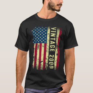 Camiseta Vintage 2000 American Flag 23 Year Old 23rd Birth