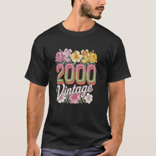 Camiseta Vintage 2000 Retro Nascida Flores Aniversário Filh