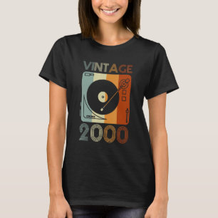 Camiseta Vintage 2000 Retro Record Player Birthday Vinyl Dj