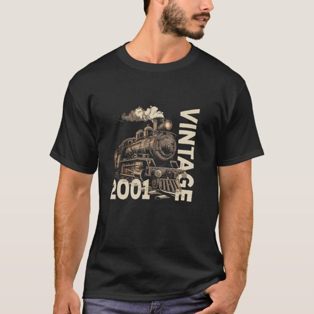 Camiseta Vintage 2001 Steampunk Steam Train Locomotive 23º (Frente)