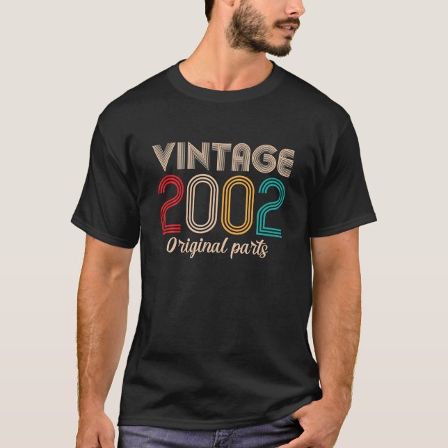 Camiseta Vintage 2002 20 Birthday - Presente de aniversário (Frente)